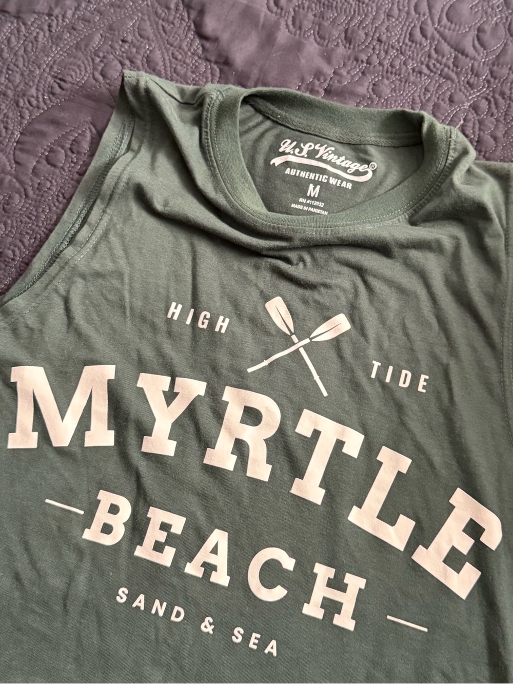 U.S. Vintage Green Myrtle Beach Muscle Tank Top